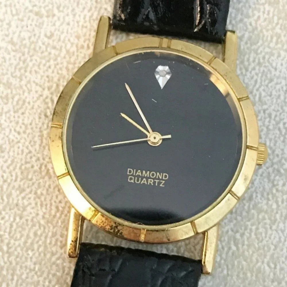 ✨✨5/$10✨✨ Set Of 2 Quartz Movt BLACK DIAL INVISIBLE NUMERAL DARK FACE